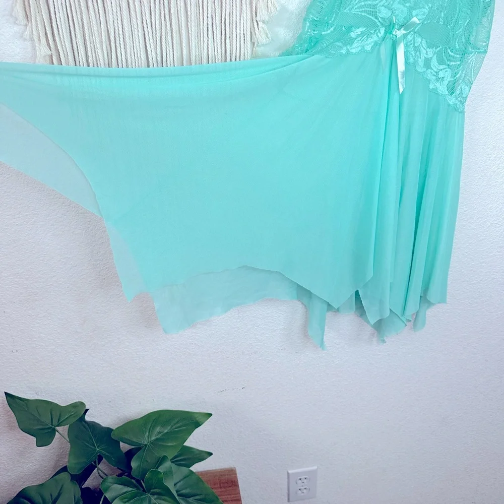 Avid love aqua sheer mesh stretch Fairycore nighty medium - Picture 2 of 5
